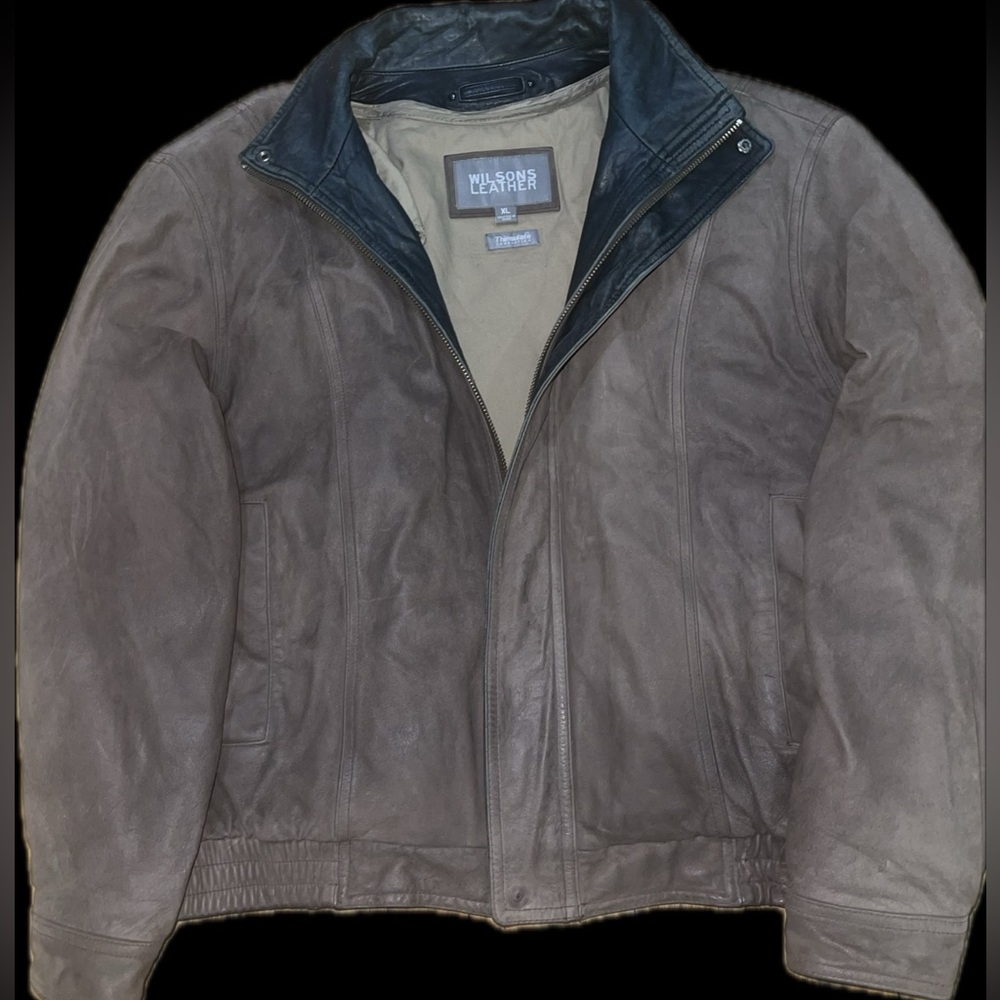 Vintage Wilsons Leather Jacket Men X-Large Brown Suede Leather Collar Bomber